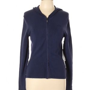 BCBGMAXAZRIA Navy Zip-up Hooded Cardigan Medium
